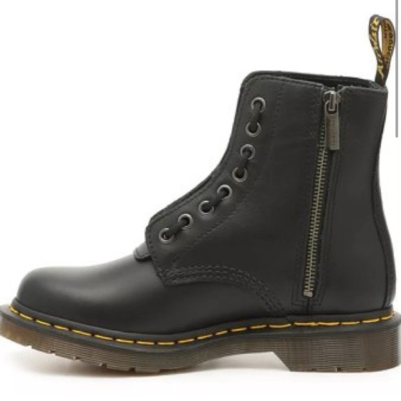 Dr. Martens docs 1460 front zipper boot pascal nappa smooth leather black zip - Picture 2 of 11